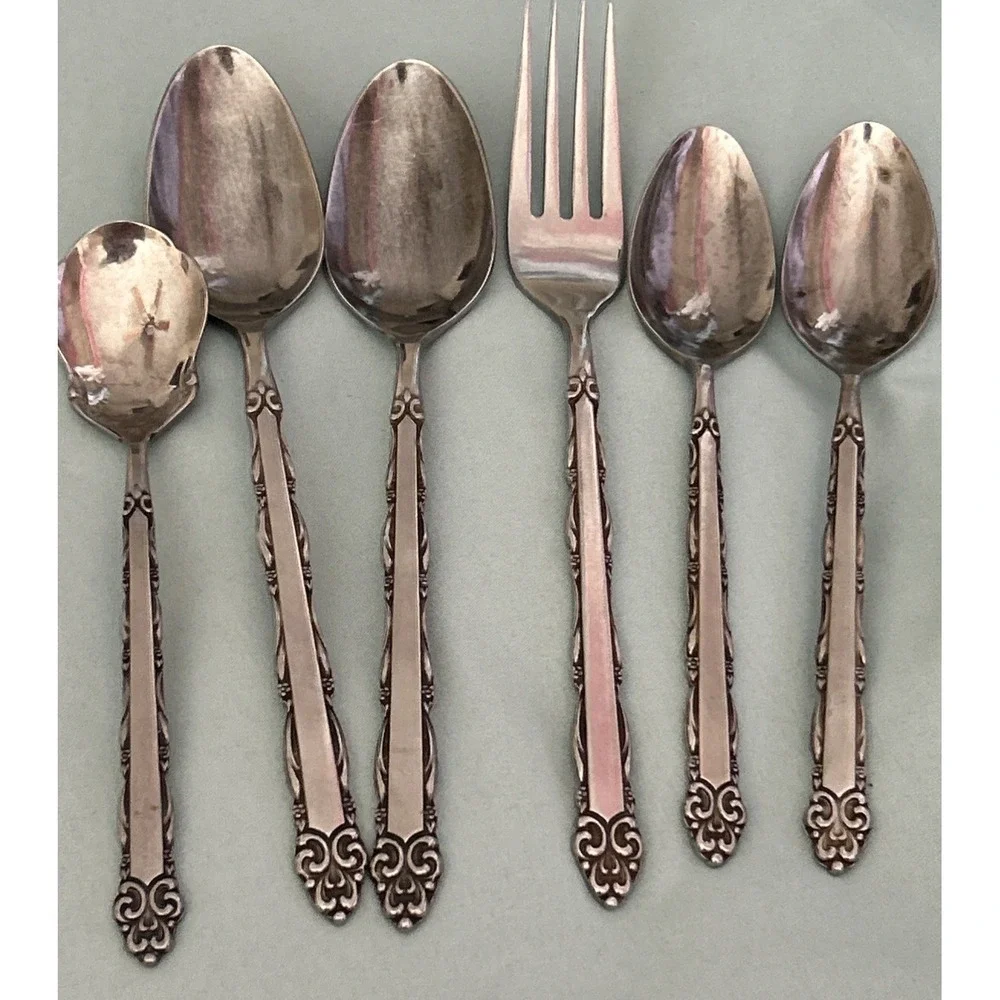 Ekco Eterna Mary Ellen Flatware Stainless Vintage Japan Spoons Fork Lot Of 6